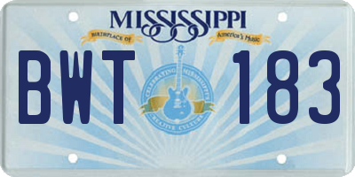 MS license plate BWT183