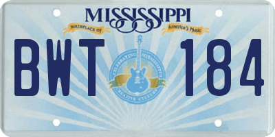 MS license plate BWT184