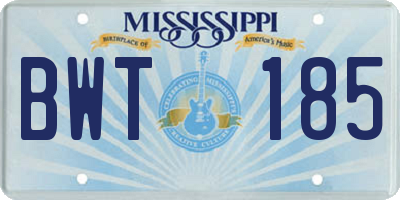 MS license plate BWT185