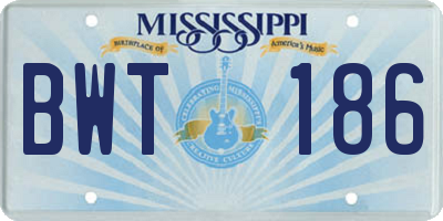MS license plate BWT186
