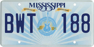 MS license plate BWT188