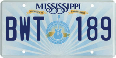 MS license plate BWT189