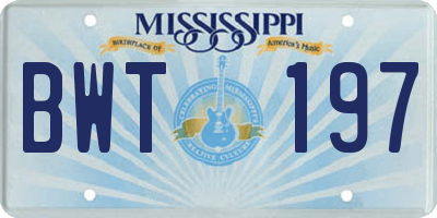 MS license plate BWT197