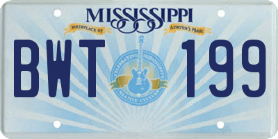 MS license plate BWT199