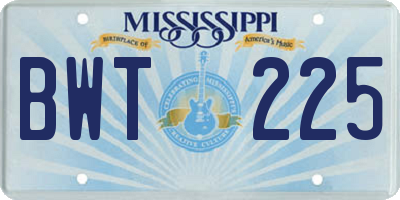 MS license plate BWT225