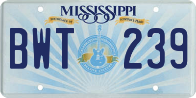 MS license plate BWT239
