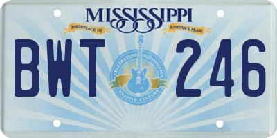 MS license plate BWT246