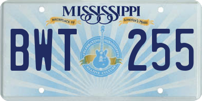 MS license plate BWT255
