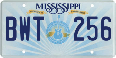 MS license plate BWT256