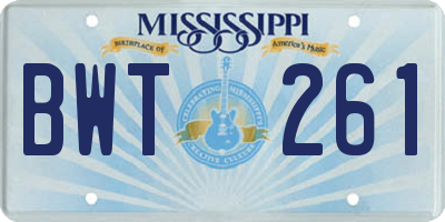 MS license plate BWT261