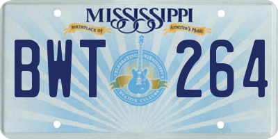 MS license plate BWT264