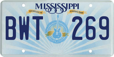 MS license plate BWT269
