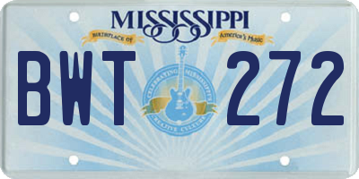 MS license plate BWT272