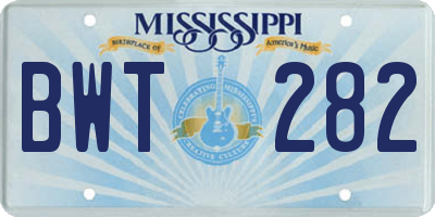 MS license plate BWT282