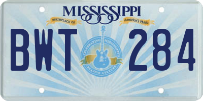 MS license plate BWT284