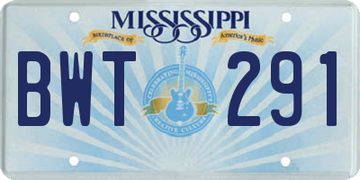 MS license plate BWT291