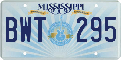 MS license plate BWT295