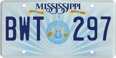 MS license plate BWT297