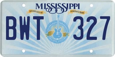 MS license plate BWT327