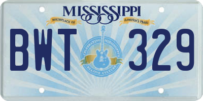 MS license plate BWT329