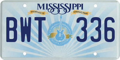 MS license plate BWT336