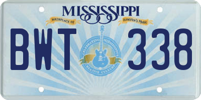MS license plate BWT338