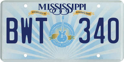 MS license plate BWT340