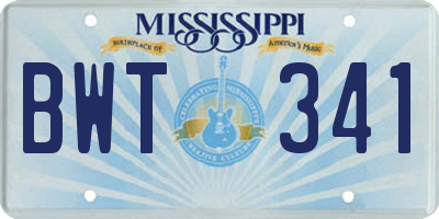 MS license plate BWT341