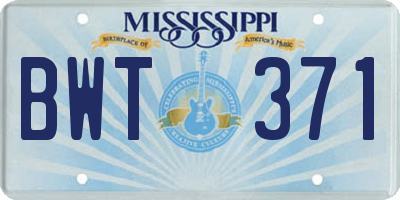 MS license plate BWT371