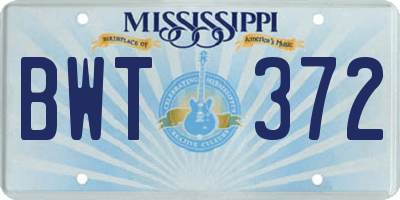 MS license plate BWT372