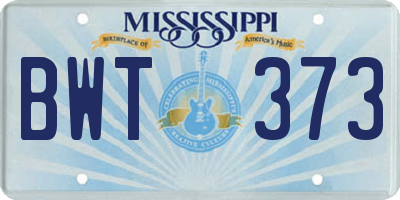 MS license plate BWT373