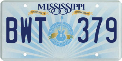 MS license plate BWT379