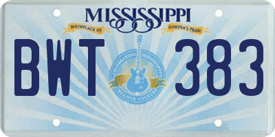 MS license plate BWT383