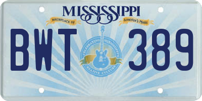 MS license plate BWT389