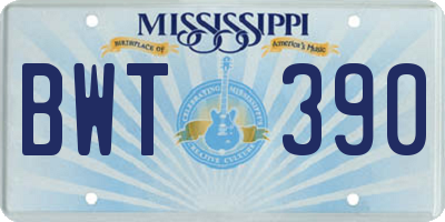 MS license plate BWT390