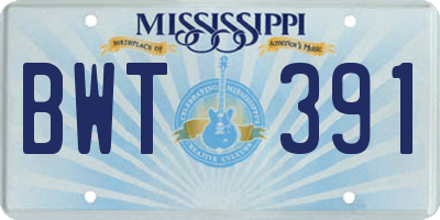MS license plate BWT391