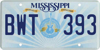 MS license plate BWT393