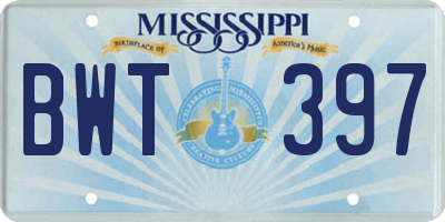 MS license plate BWT397