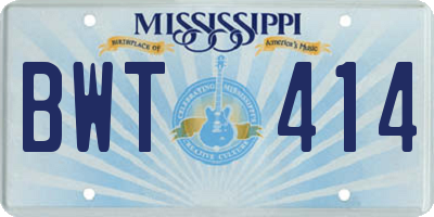 MS license plate BWT414