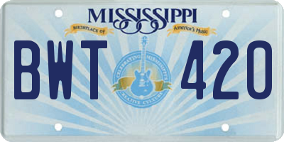 MS license plate BWT420