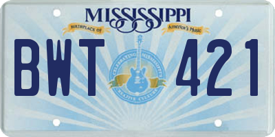 MS license plate BWT421
