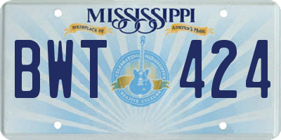 MS license plate BWT424