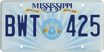 MS license plate BWT425