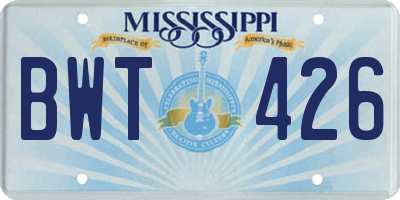 MS license plate BWT426