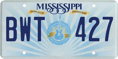 MS license plate BWT427