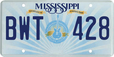 MS license plate BWT428