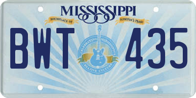 MS license plate BWT435