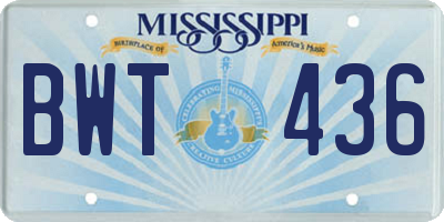 MS license plate BWT436