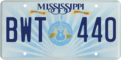 MS license plate BWT440