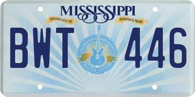 MS license plate BWT446